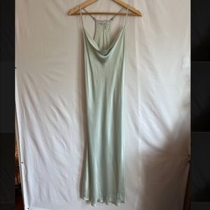 Sage silk strappy long dress